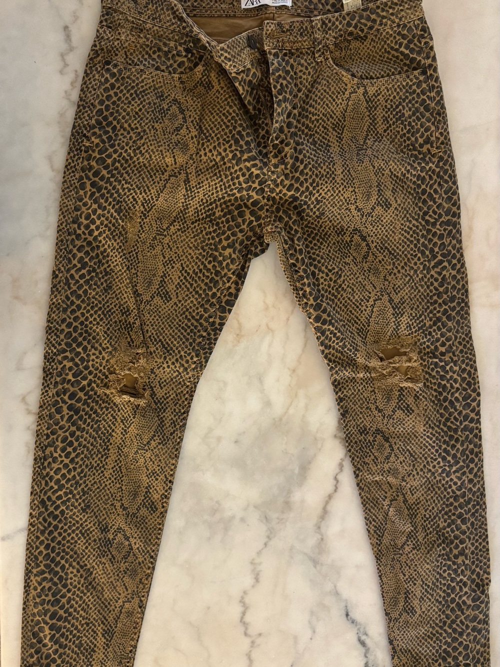 Zara Leopard Print Skinny Jeans in Brown and Black